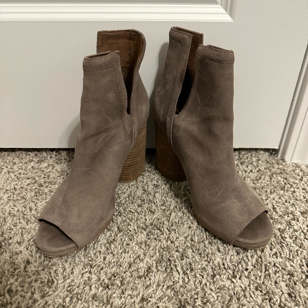 Jeffrey Campbell Tan Heeled Boots with Peep-Toe